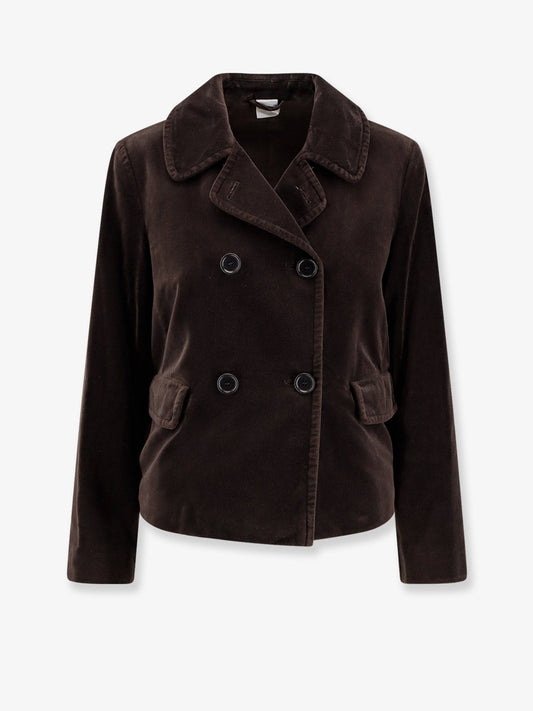 ASPESI Double-breasted velvet blazer
