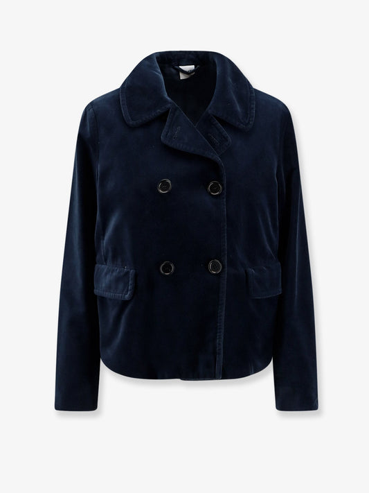 ASPESI Double-breasted velvet blazer
