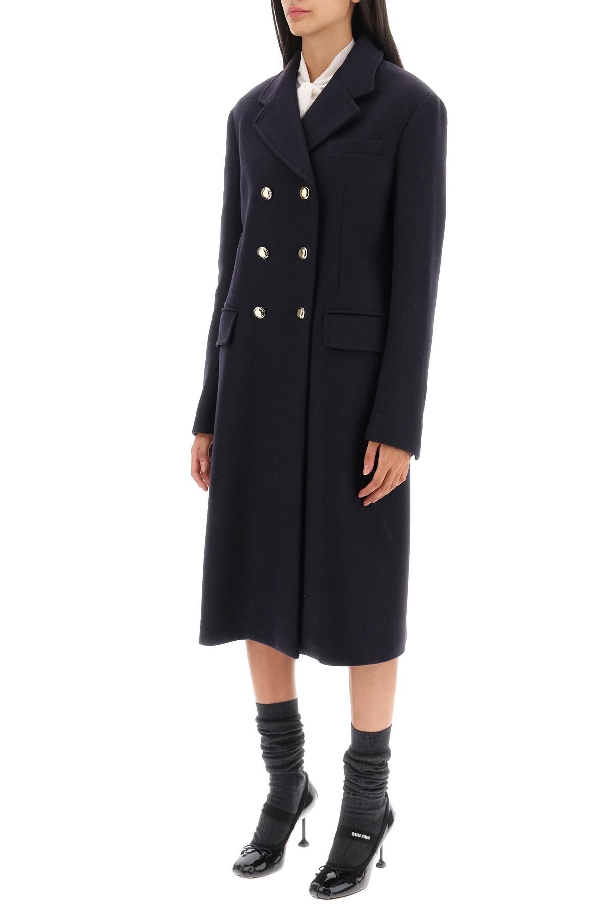 Sportmax double-breasted virgin wool coat