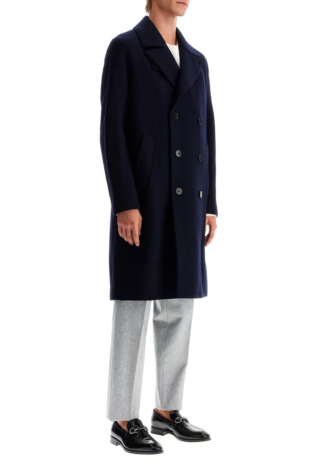 HARRIS WHARF LONDON double-breasted wool coat in boiled