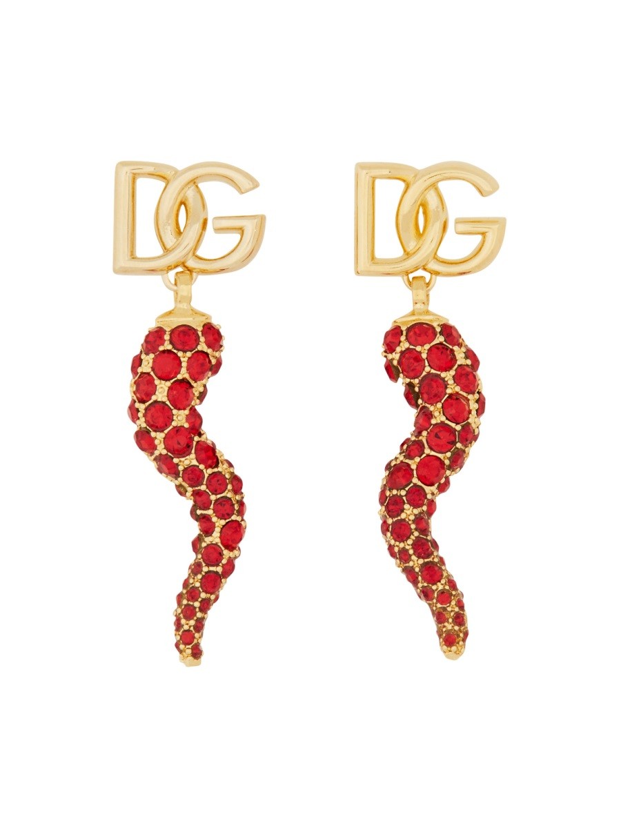 Dolce & Gabbana EARRING WITH LOGO AND CORNET