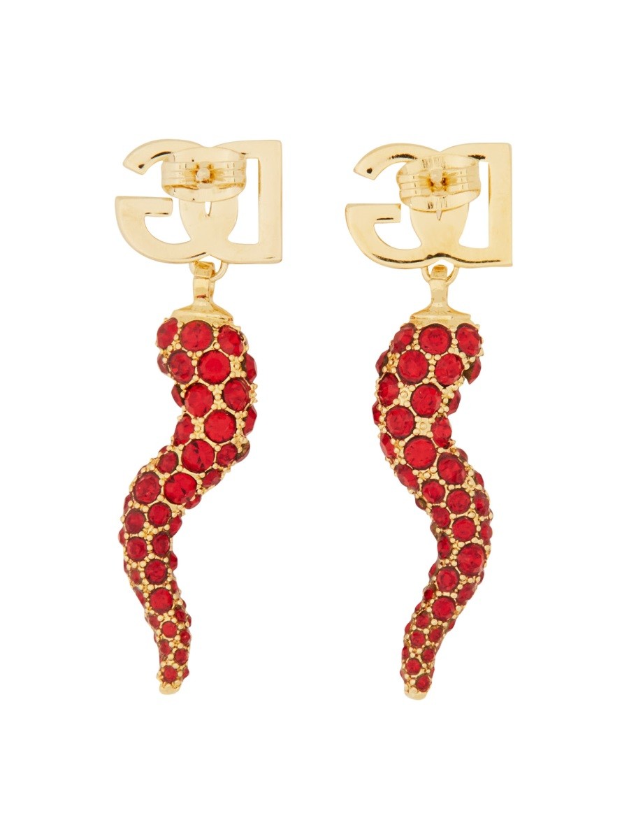 Dolce & Gabbana EARRING WITH LOGO AND CORNET