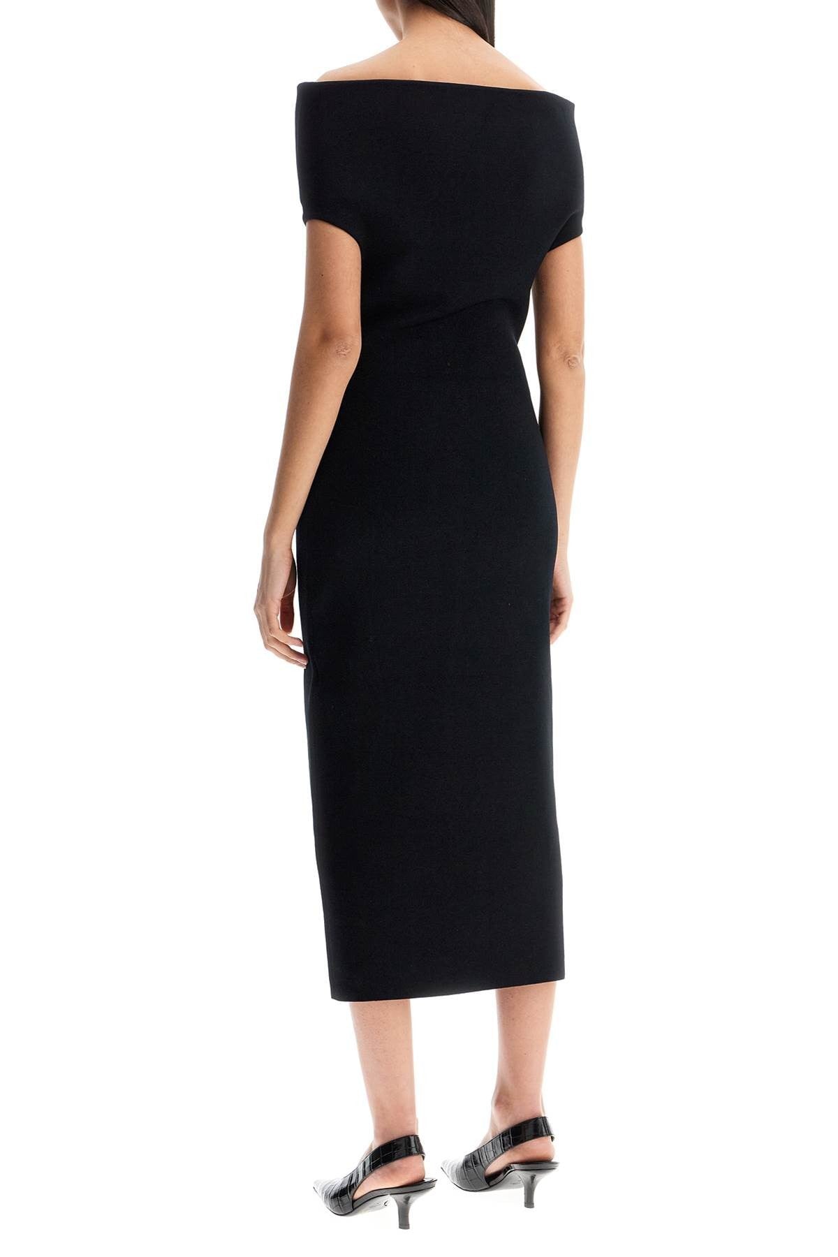 TOTEME elegant black long viscose knit dress