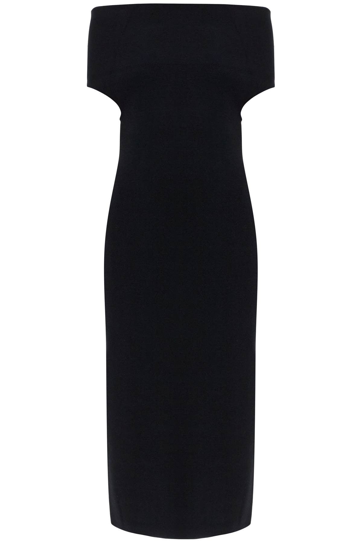 TOTEME elegant black long viscose knit dress