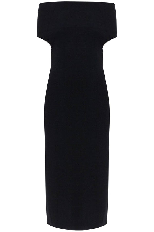 TOTEME elegant black long viscose knit dress