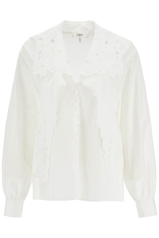 CHLOE' embroidered blouse with bow