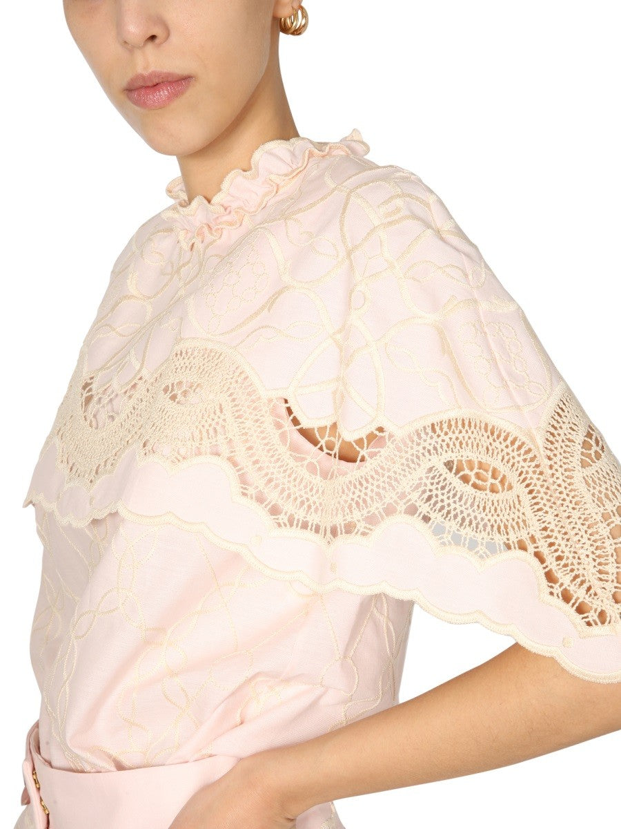 alberta ferretti EMBROIDERED CAPE TOP