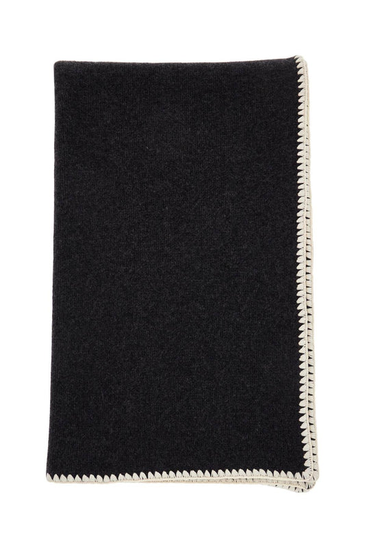 TOTEME embroidered cashmere and wool scarf in grey mélange