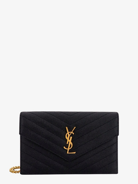 Saint Laurent Envelope leather pochette with Chevron stitching