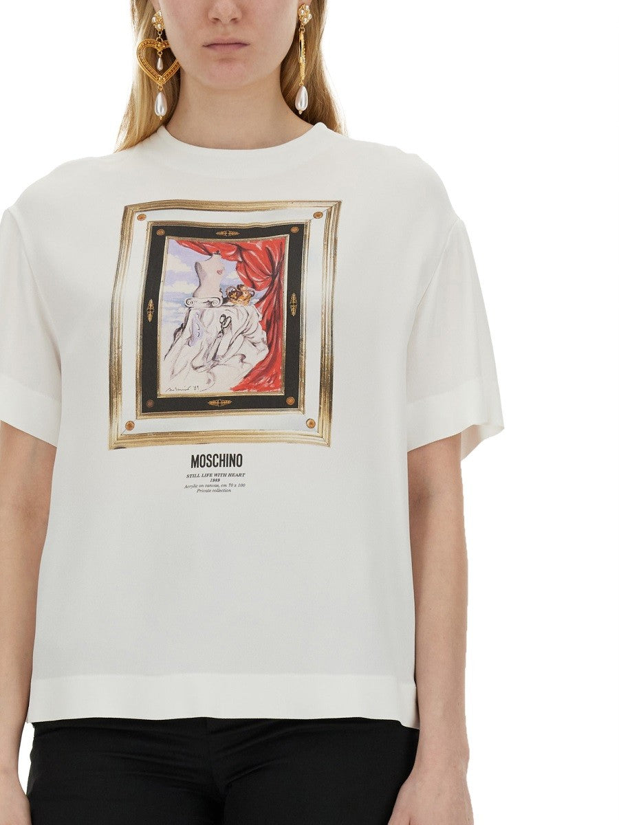 Moschino ENVER SATIN BLOUSE STILL LIFE WITH HEART