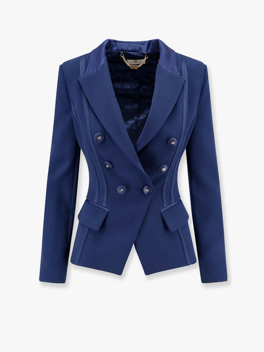 Elisabetta Franchi Essentials blazer with shoulder pads and covered buttons