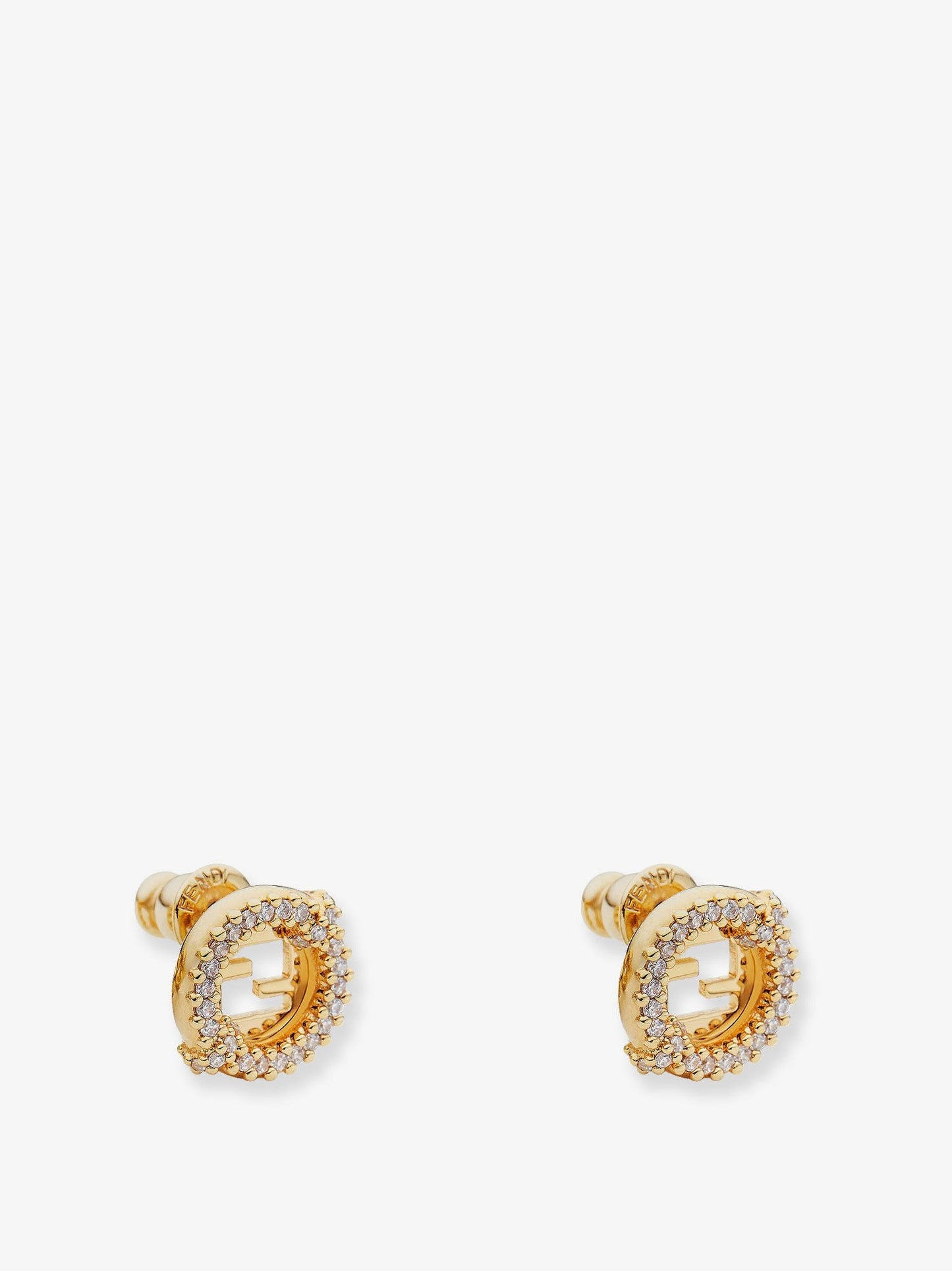 Fendi EverRound metal earrings with rhinestones