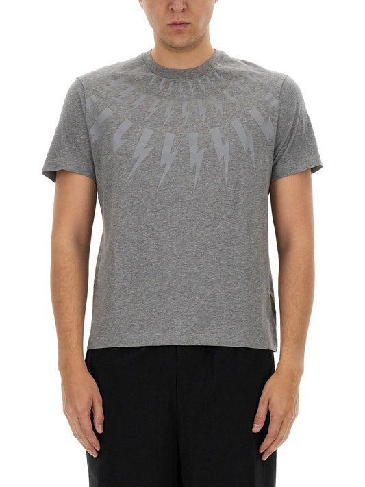 neil barrett "FAIRISLE THUNDERBOLT" T-SHIRT