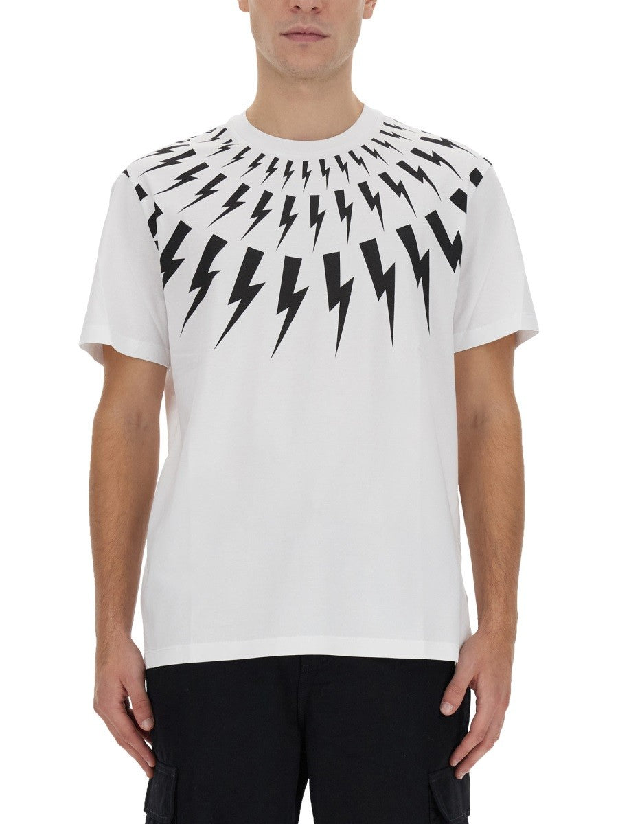 neil barrett "FAIRISLE THUNDERBOLT" T-SHIRT