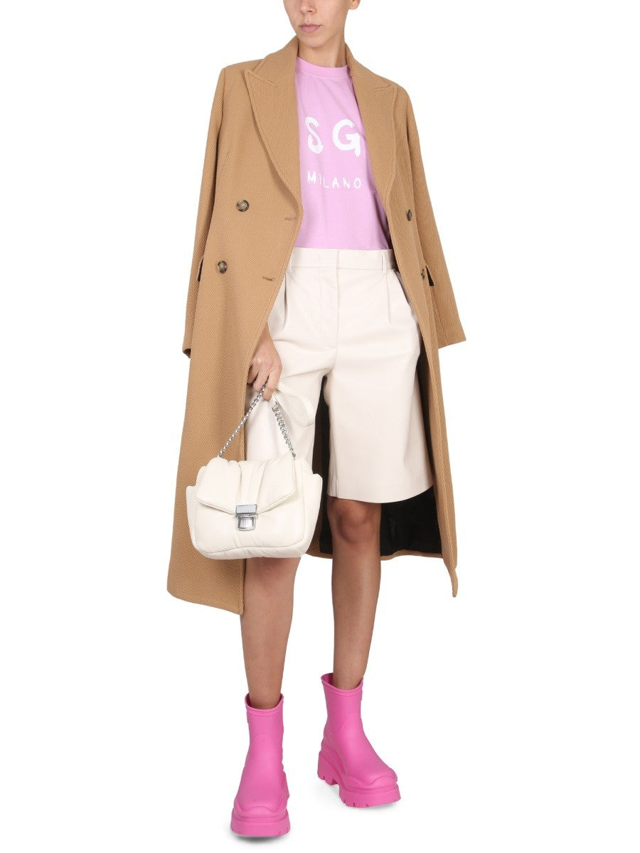 msgm FAUX LEATHER BERMUDA SHORTS