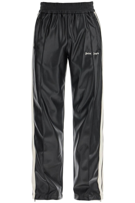 Palm Angels faux leather joggers with side stripes