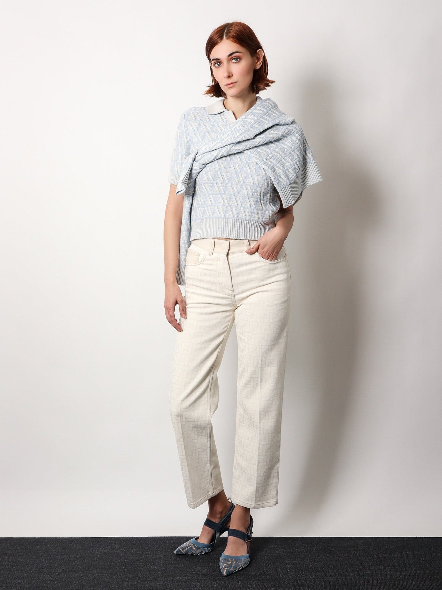 Fendi Ff wool and cashmere crop sweater