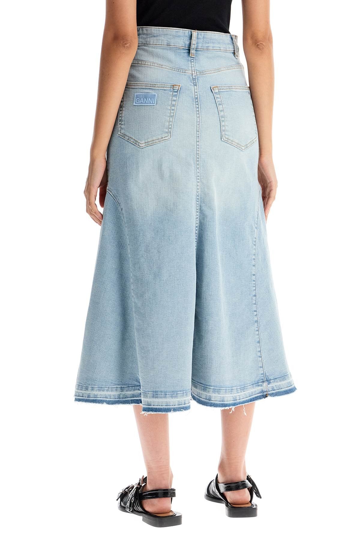 GANNI flared denim skirt.