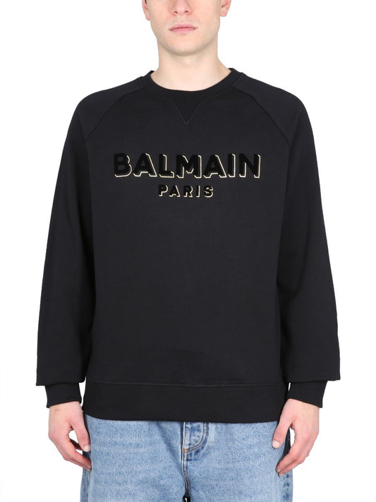 Balmain FLOCKED AND METALLIC LOGO SWEATSHIRT