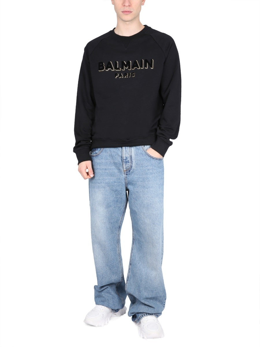 Balmain FLOCKED AND METALLIC LOGO SWEATSHIRT