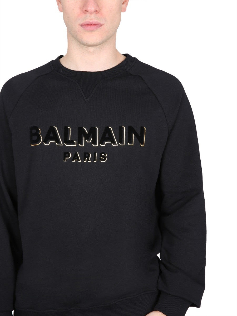 Balmain FLOCKED AND METALLIC LOGO SWEATSHIRT