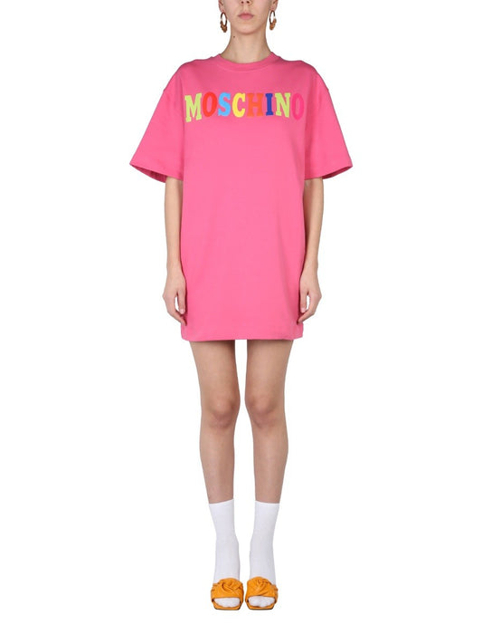 Moschino FLOCKED LOGO DRESS