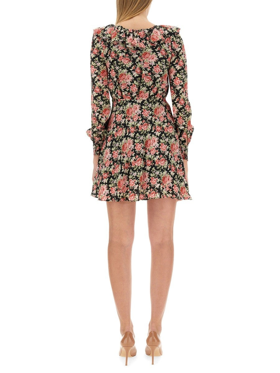 ALESSANDRA RICH FLOWER PRINT MINI DRESS