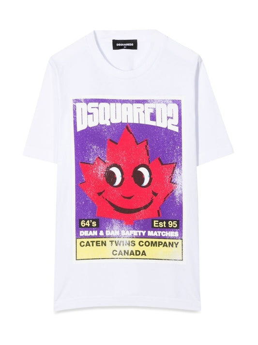 Dsquared FRONT LOGO AND LEAF PRINT T-SHIRT