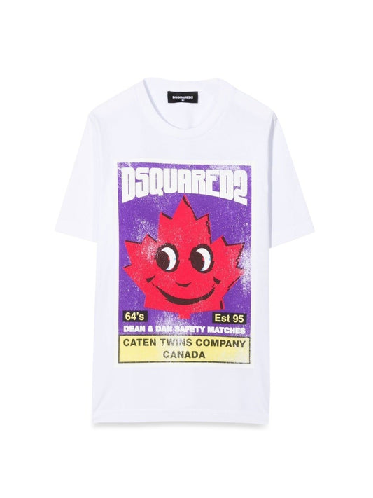 Dsquared FRONT LOGO AND LEAF PRINT T-SHIRT