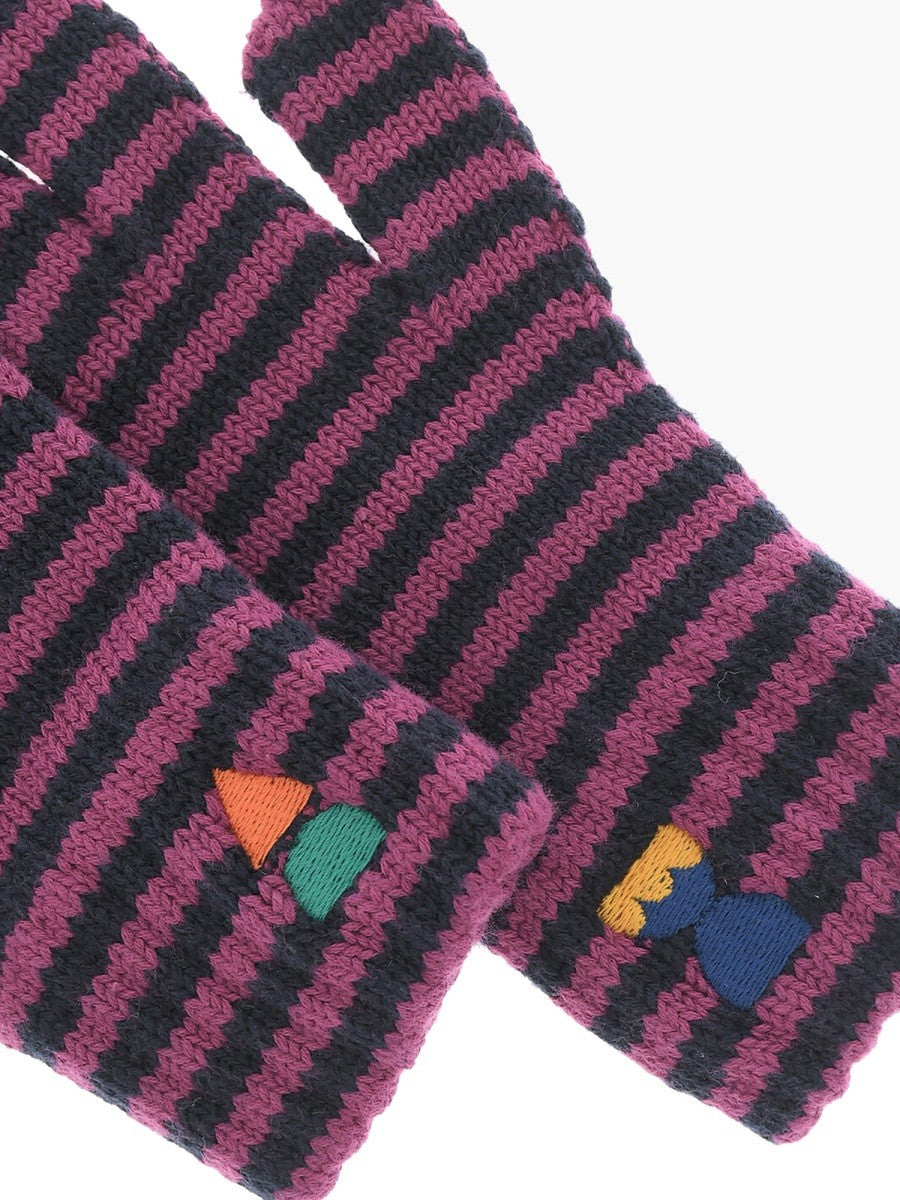 BOBO CHOSES funny friens striped knitted gloves