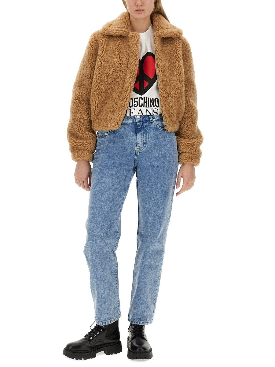 MOSCHINO JEANS FURRY EFFECT JACKET