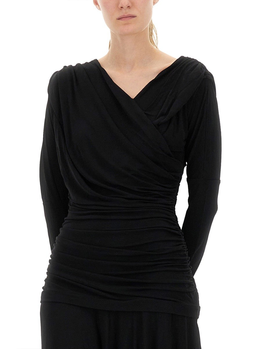 GANNI GATHERED MIDI DRESS