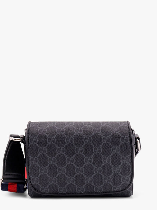 Gucci GG supreme fabric and leather shoulder bag