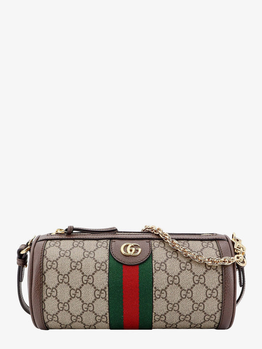 Gucci Gg supreme fabric shoulder bag with iconic web detail