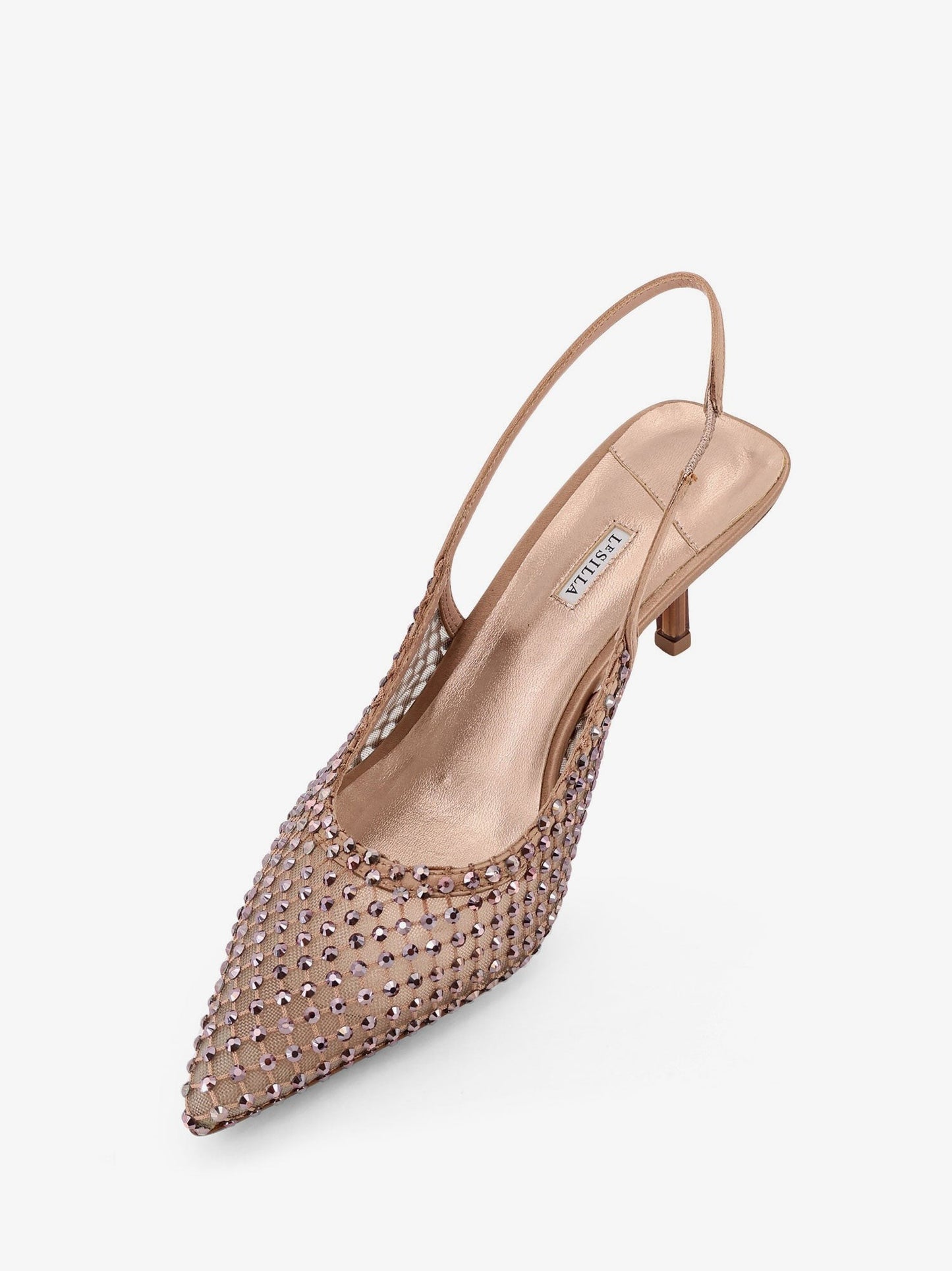 LE SILLA Gilda certified nylon and rhinestones slingback pumps