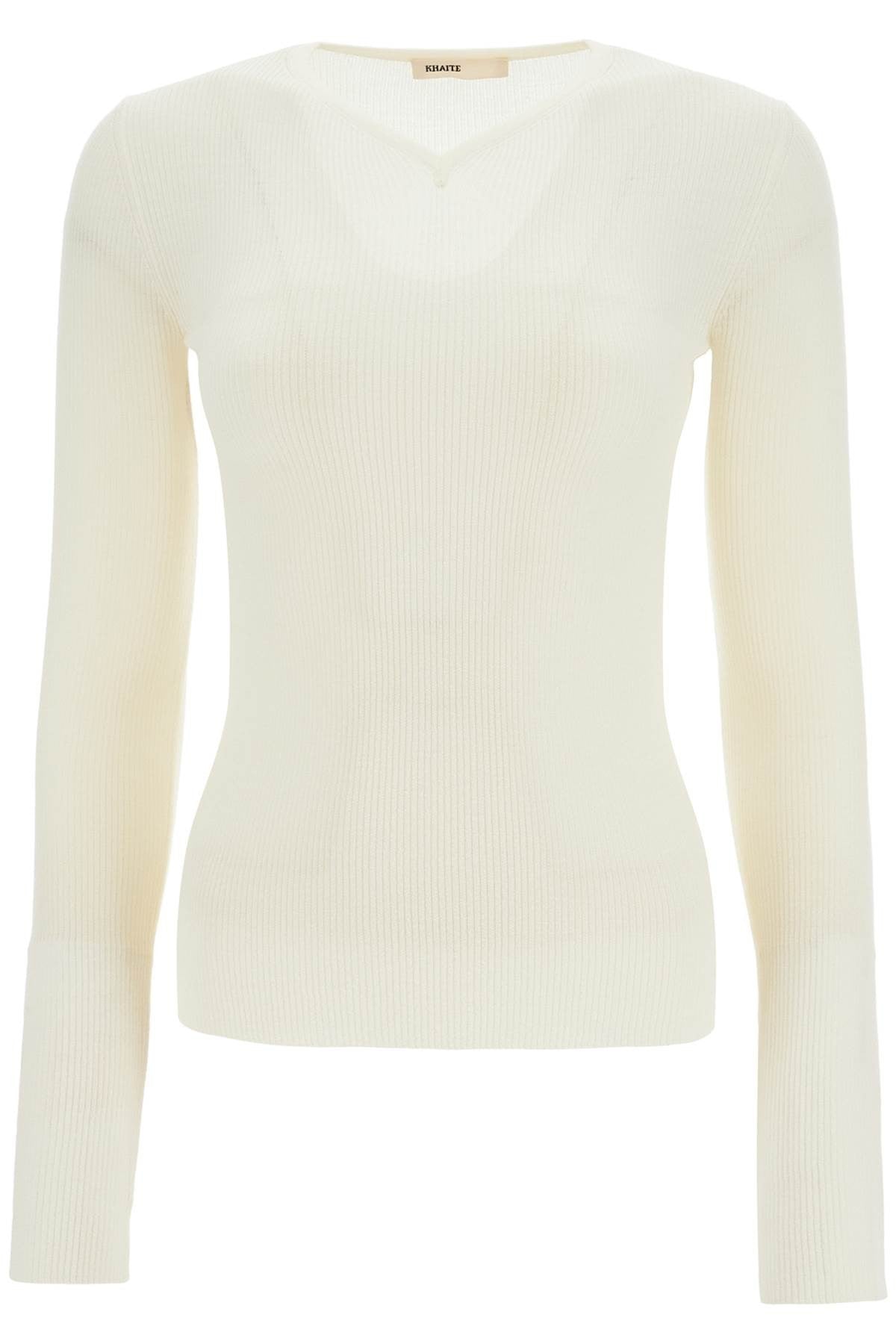 KHAITE glaze color wool top with v-neck