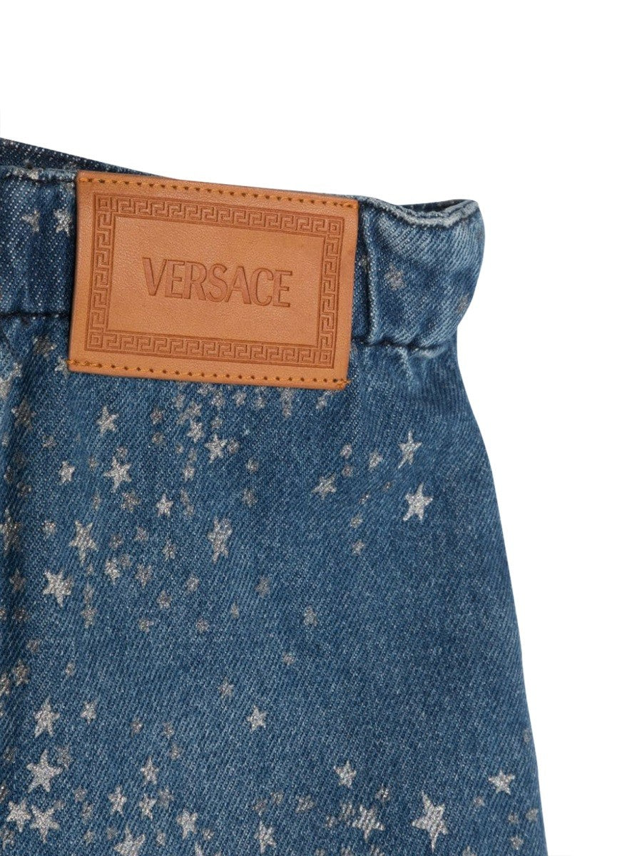 Versace glitter denim skirt