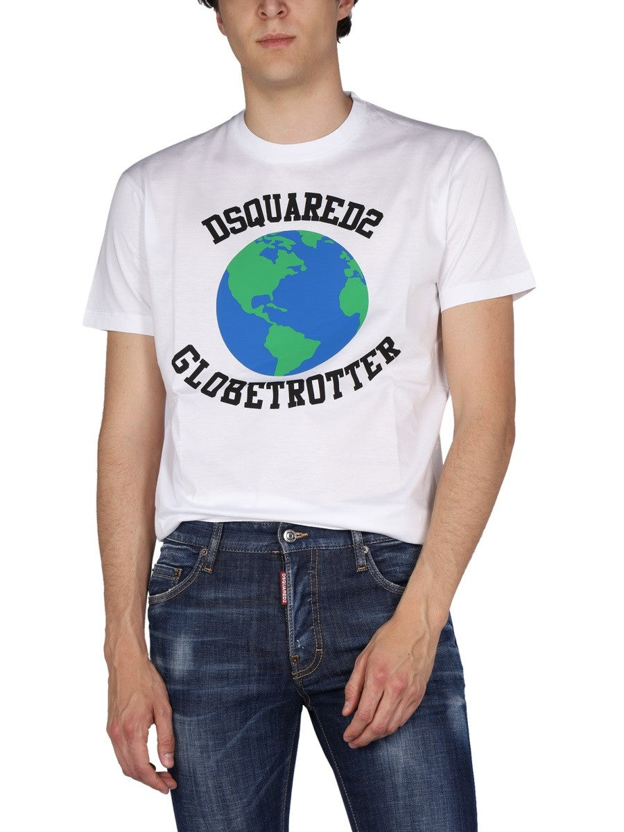 Dsquared "GLOBETROTTER" T-SHIRT WITH PRINT