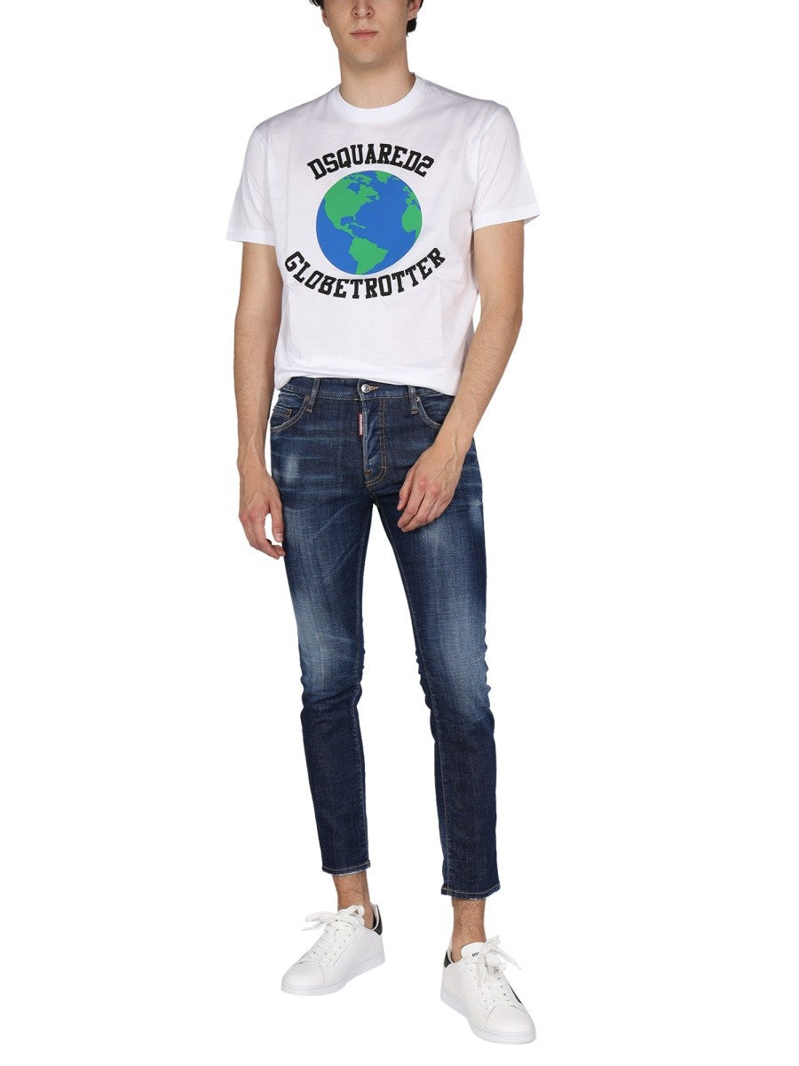 Dsquared "GLOBETROTTER" T-SHIRT WITH PRINT