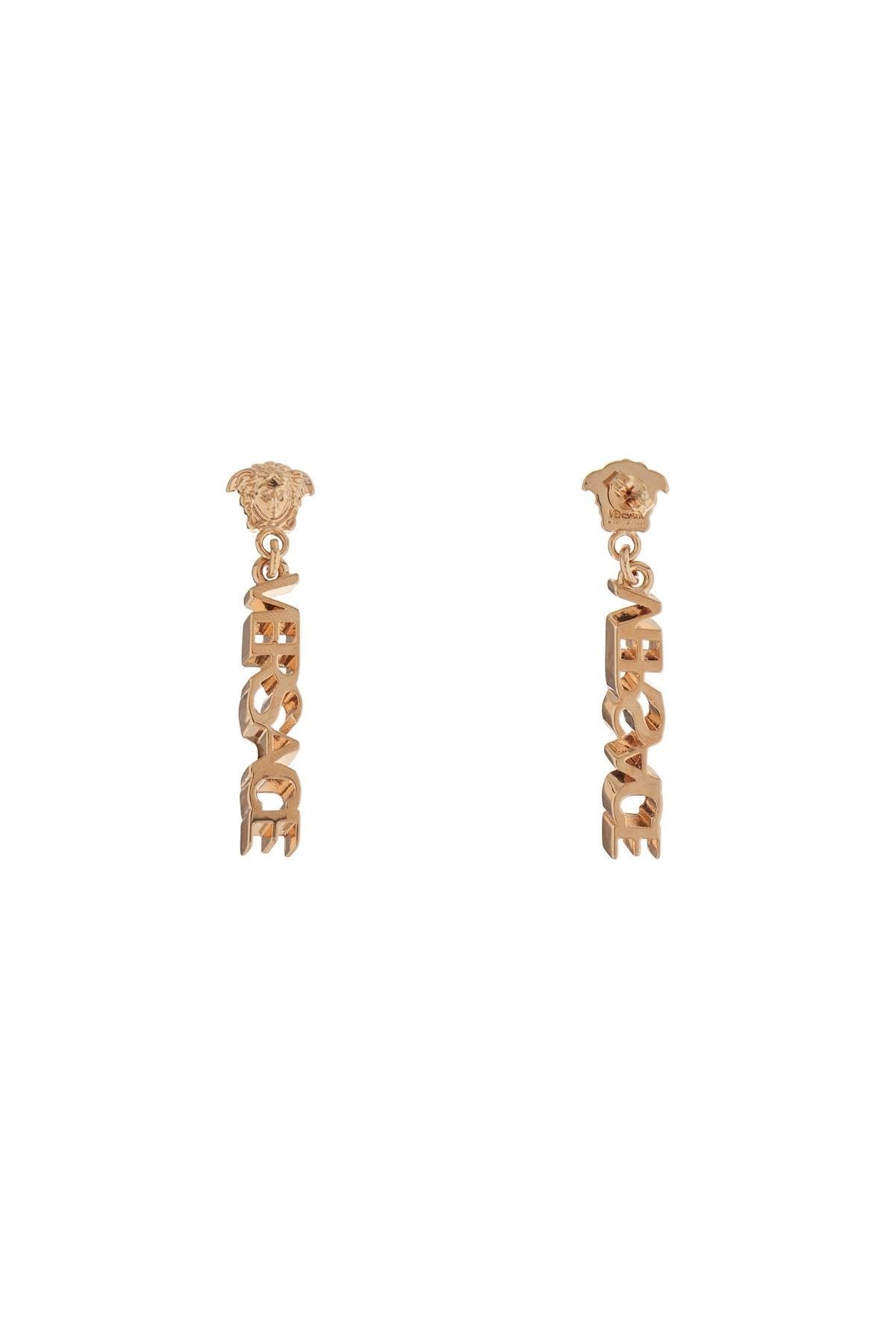 Versace gold metal lion head earrings with three-dimensional effect