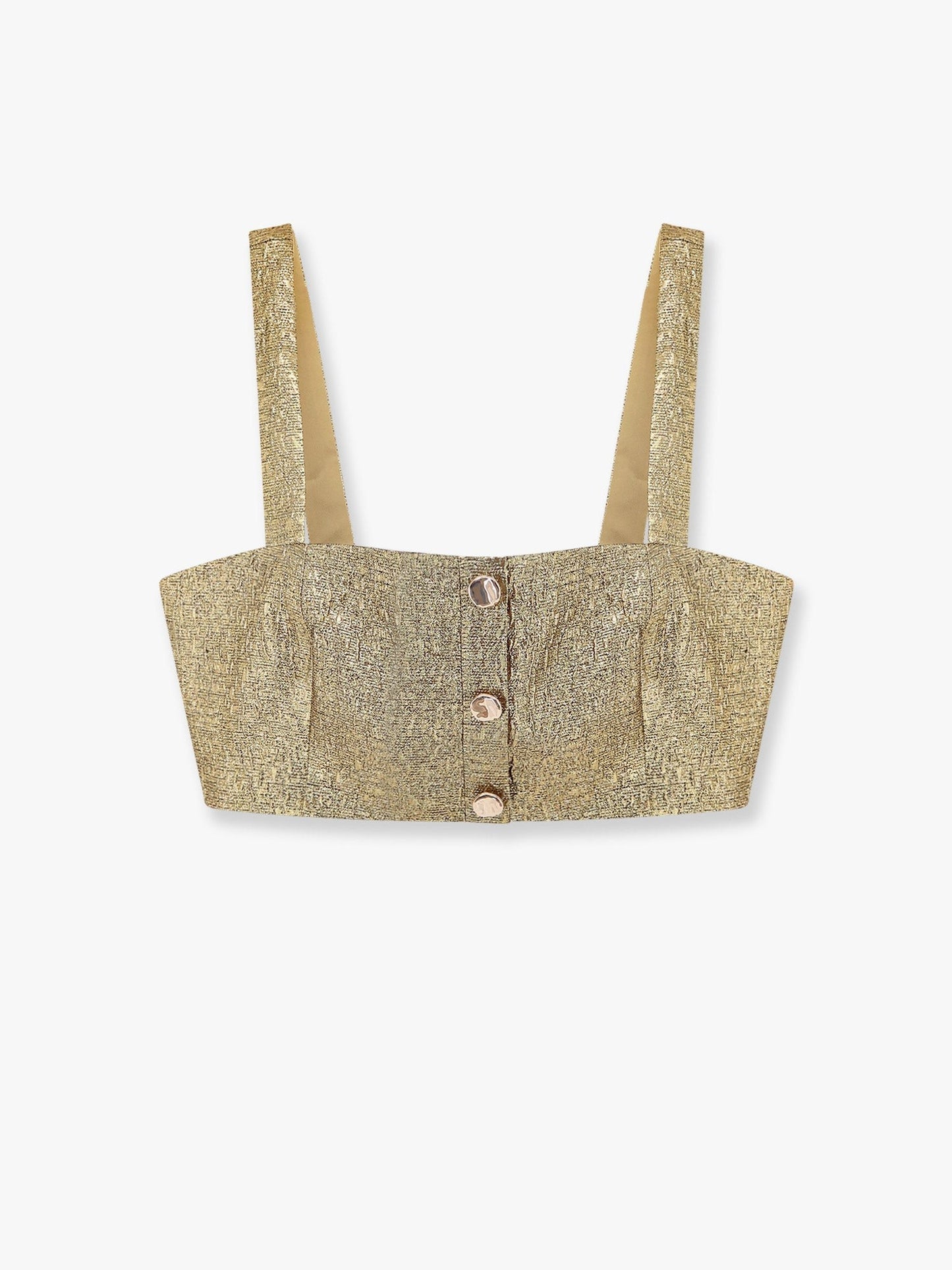 SELF PORTRAIT Gold metallic fabric top