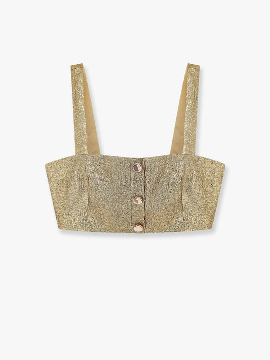 SELF PORTRAIT Gold metallic fabric top