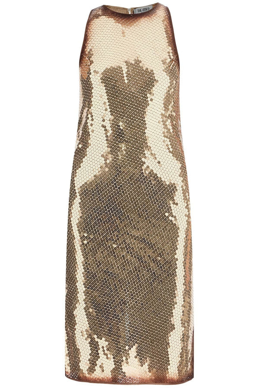 The Attico gold sequin mini dress without sleeves