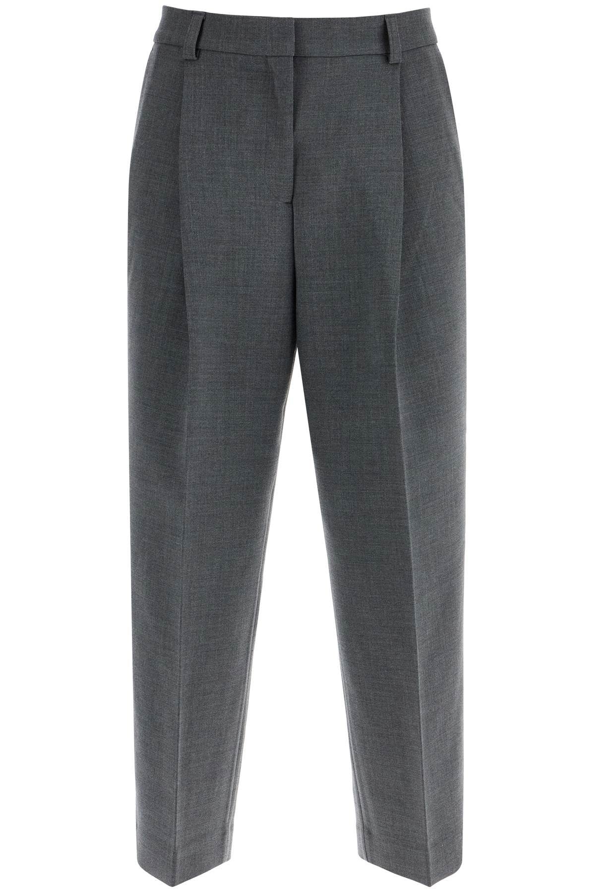 TOTEME gray melange recycled fabric pleated trousers