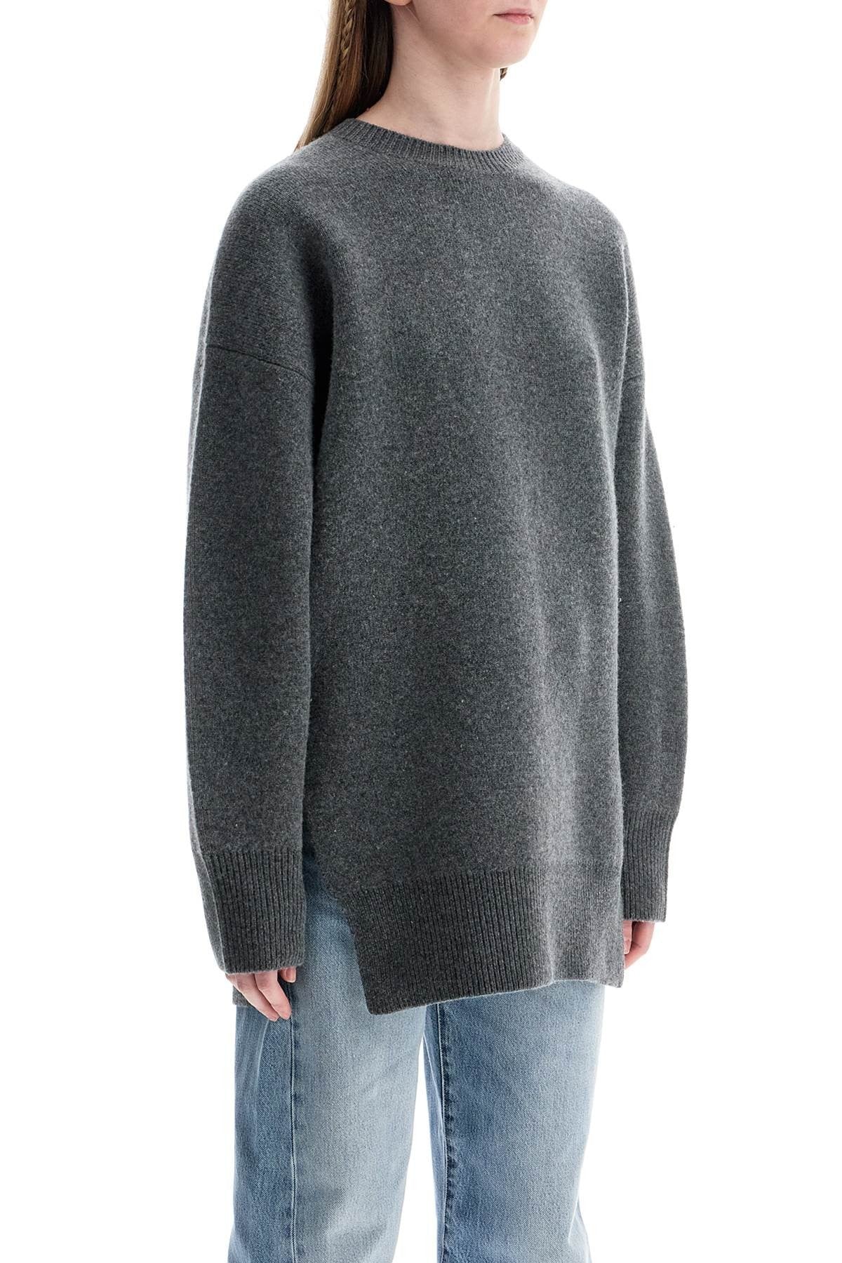 TOTEME gray melange wool and cashmere sweater with wide neck