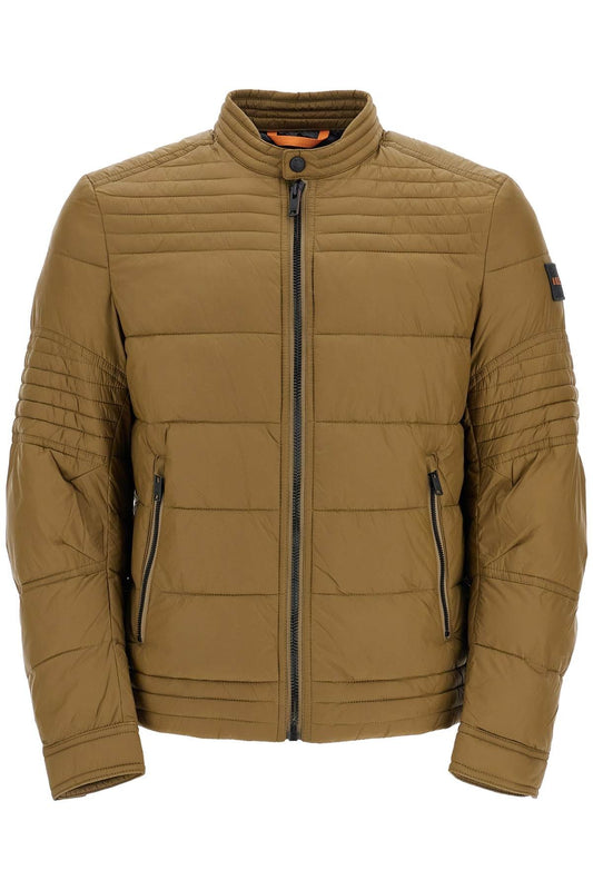 Boss green down jacket with high collar for men