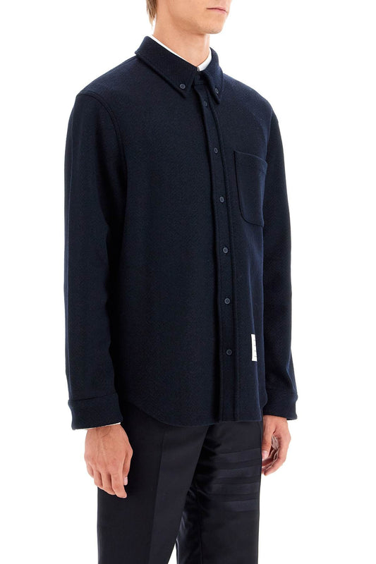 THOM BROWNE herringbone wool blend overshirt