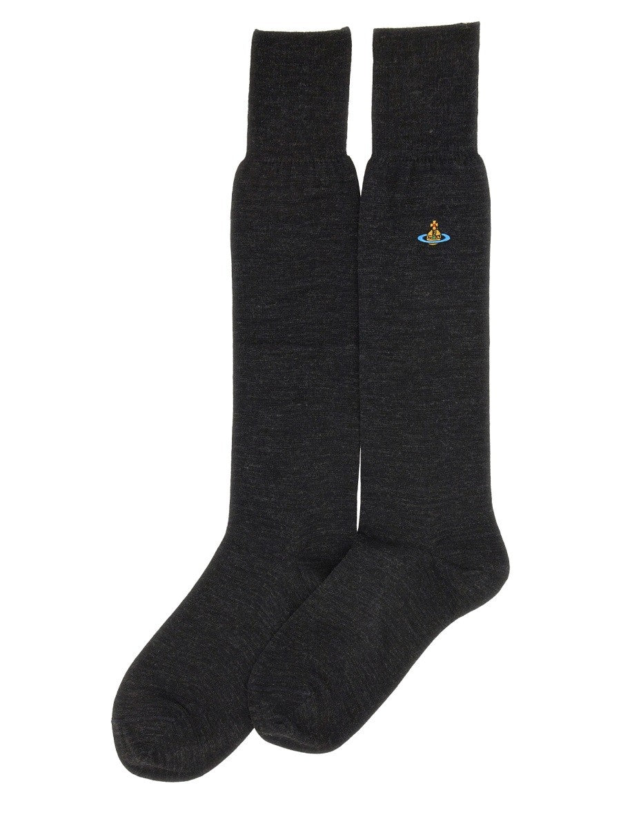 Vivienne Westwood HIGH SOCKS WITH ORB EMBROIDERY