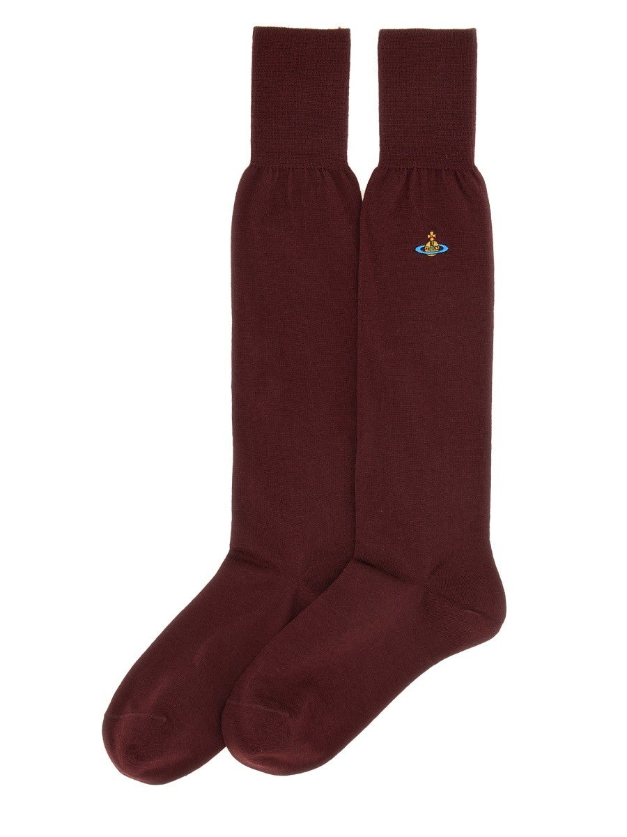 Vivienne Westwood HIGH SOCKS WITH ORB EMBROIDERY