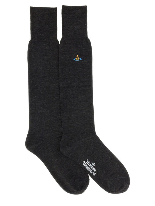 Vivienne Westwood HIGH SOCKS WITH ORB EMBROIDERY